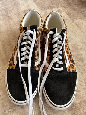 Vans Old Skool Leopard Print & Black Suede Sneakers Men’s Size 12